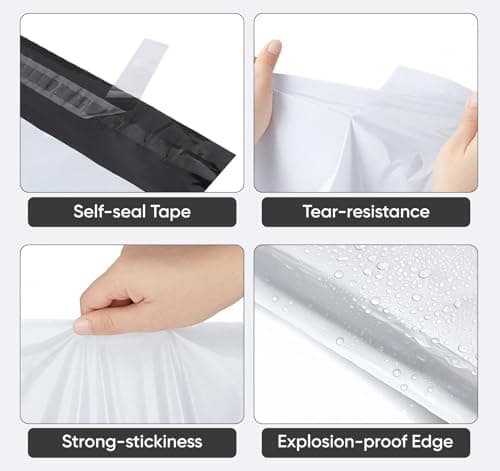 Homewit 60pcs Plastic Mailing Postal Bag 16.5 x 20.5 Inch (420 x 520mm), Large Size (No Harmful Gas) Postage Bags Self Seal Packing Packaging Postage Mail Sacks Envelopes Mailers - White… — view 4
