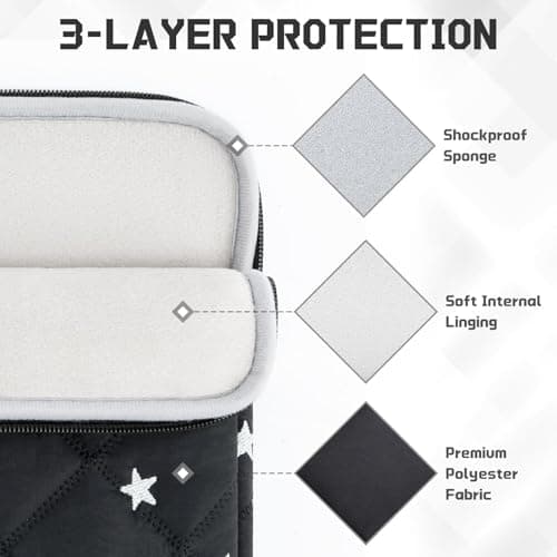 HEDUGO 13 14 inch Laptop Sleeve Bag Portable Laptop Case Soft Lining Carrying Case Padded Computer Pouch Cover Compatible with 13 Inch MacBook Air/Pro 14 Inch MacBook Pro, Black — view 3