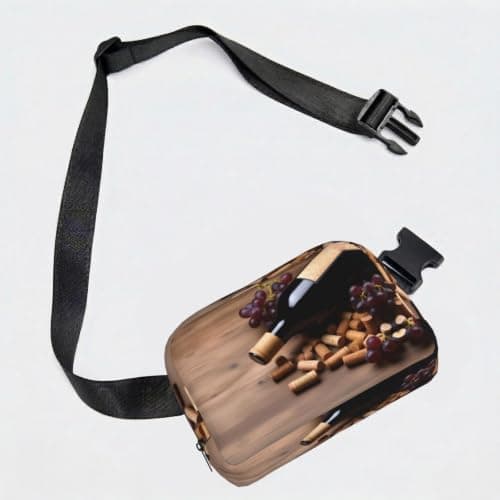 Yoga Meditation Fanny Pack Crossbody Waist Bag Pack Waterproof Mini Belt Bag Bum Hip Bag for Men Women, Wine Bottle Corks Grapes, One Size — view 2