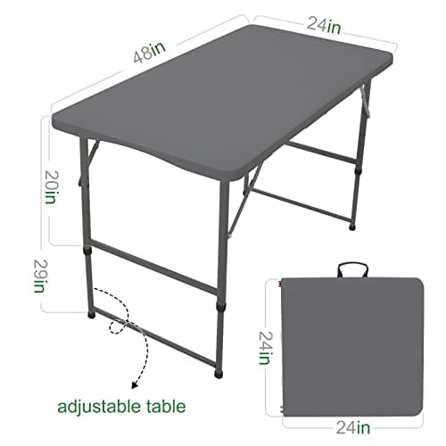 Rainberg 4ft Heavy Duty Folding Table, Tabletop & Sturdy Metal Frame, Foldable Table with Handle, Waterproof, Portable, & Easy Assembly, Ideal for Parties, BBQ, Camping, Beach, Indoor & Outdoor Use — view 2