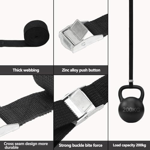 5PCS Tie Down Straps,2M 25MM Adjustable Straps Tensioning Belts & 5 Clip — view 3