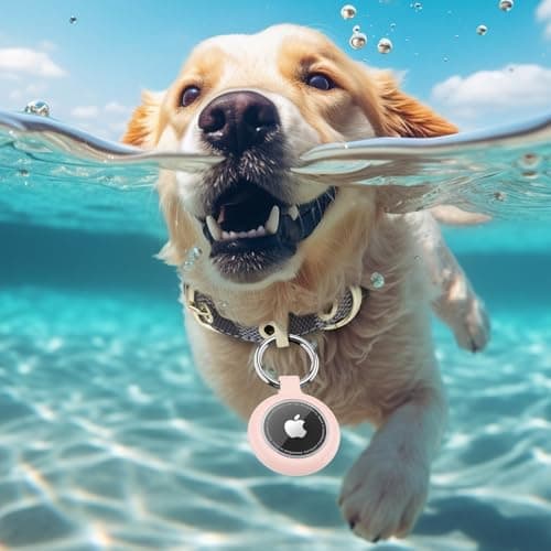 Keyring for AirTag Holder, Apple Airtag Keyring, Thick Silicone Air Tag Protective Case compatible with Apple Air tag for Wallet, Dog Collar, Luggage, Keys (Pink) — view 3
