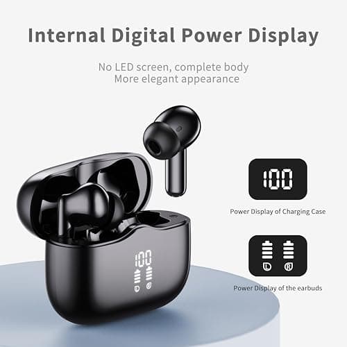 Wireless Earbuds, 2026 Bluetooth 5.4 Headphones in Ear 6D Deep Bass Stereo, 40H Earphones with 4 ENC Noise Cancelling Mic, IP7 Waterproof LED USB-C, AI-Enhanced Calls Bluetooth Earbuds for Android iOS — view 5