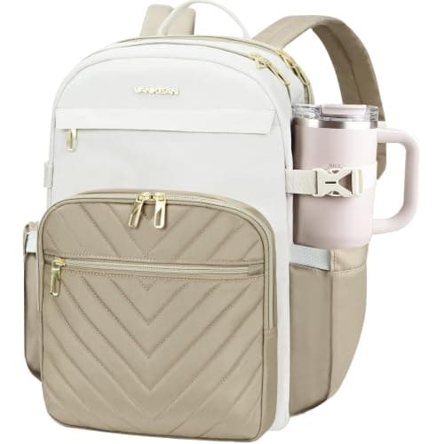 VANKEAN 15.6 Inch Laptop Backpack for Women Work Laptop Bag College KHAKI