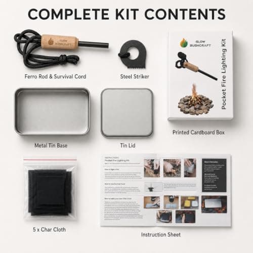 Flint and Steel Fire Starter Kit - Bushcraft Ferro Rod & Striker — view 6