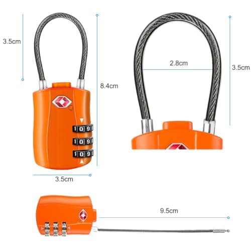 Diyife TSA Approved Luggage Locks with Flexible Steel Cable, Easy to Set up — view 6