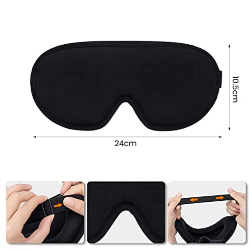 SUSNUAN Sleep Eye Mask, 3D Contoured Sleep Mask Light Blocking Sleep Mask for Women and Men, Soft and Comfortable Night Eye Blinder, Suitable for Travel, Lunch Breaks, Sleeping, Meditation, Black — view 4