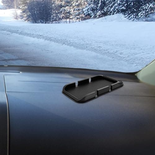 Veemoon car dashboard phone holder car dashboard mat secure placement double slot design car dashboard black PVC for cellphones — view 5