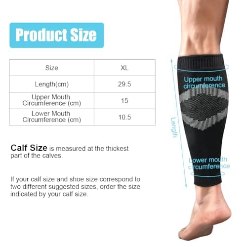 ACWOO Calf Support Compression Sleeves for Women Men, 1 Pair 23-32mmHg Class 2 Shin Splints Brace Support for Torn Muscle Pain Relief, Cramps, Sprains, Footless Leg Socks for Running Sports Flight — view 3