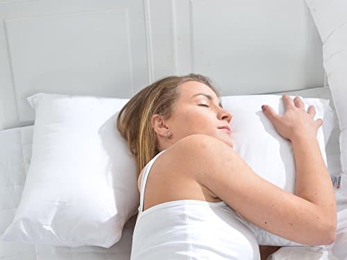 Lancashire Textiles Unique The inset Neck/ Shoulder Spine Alignment Side Sleeper Pillow with Cream Cover — view 3