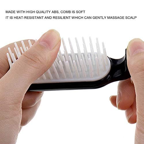 Pocket Folding Hair Brush Comb Collapsible Travel Essential Scalp Massage Styling Tool for Men Women Kids Black ABS Mini Lightweight — view 6