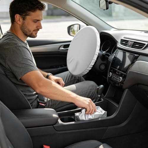 car wheel solar shield - Foil Material, UV Ray Blocking Protector, Oversized Anti-Scalding Steeringwheel Cover | Vehicle Dashboard Safety Accessory for Hot Summer Outdoor Travel Trips — view 2