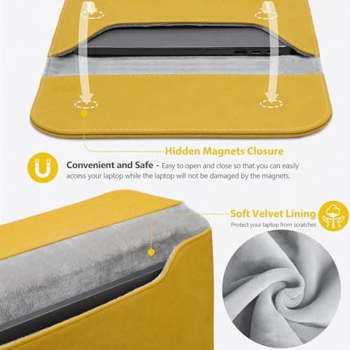 HYZUO 15-16 Inch Laptop Sleeve Bag, Lemon Yellow — view 4