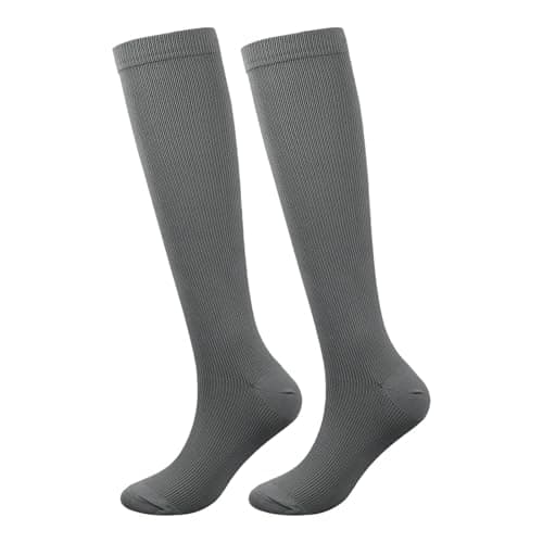 DFSDJEUW birthday presents for mum Trainers Socks for Women Compression Socks Women And Men Circulation Running Travel Recovery & Flight Thermal Non-Slip Sock Essentials womens walking Grey