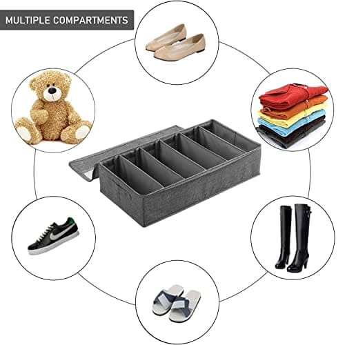Noeborty Underbed Shoe Storage Bag Shoe Shelf for Under Bed Underbed Storage Box Shoe Storage Bag Large Capacity Shoe Storage with Transparent Window 6 Compartments — view 4
