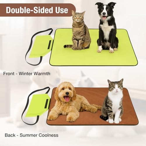 BREEZENEST Foldable Waterproof Pet Blanket 100x70cm Reversible Dog Cat Mat with Storage Bag, Portable Washable Pet Bed for Indoor Outdoor Camping Travel Car Sofa Floor Protection Green — view 4