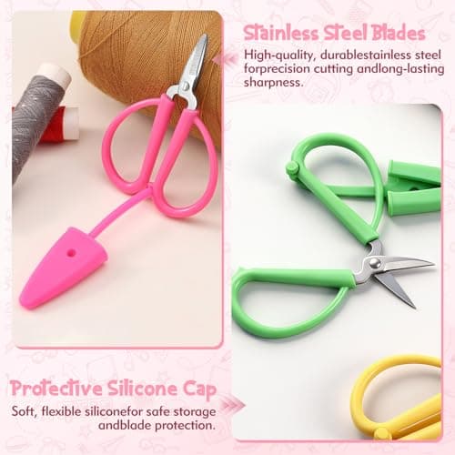 Yuerme 4 Pack Mini Scissors with Protective Caps,8.5cm Portable Small Scissors for Travel,Sharp Stainless Steel Embroidery Sewing Scissors for Crafts,Thread,Yarn,Hand Luggage Safe,Multi-Colour — view 4