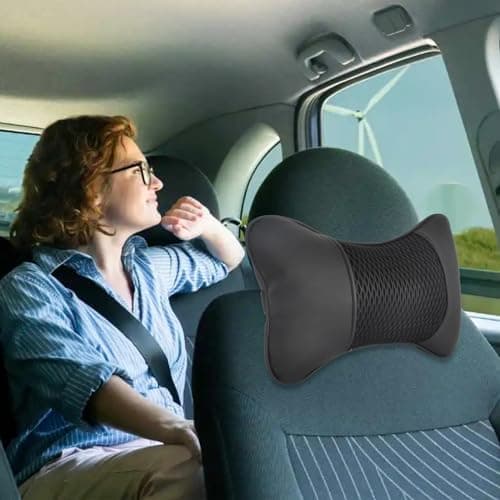 Tolenre Car Headrest Cushion, Auto Headrest PU Leather 28x18 cm, Comfortable Anti-Fatigue Breathable Car Cushion for Car Seat Travel Car Accessories — view 5