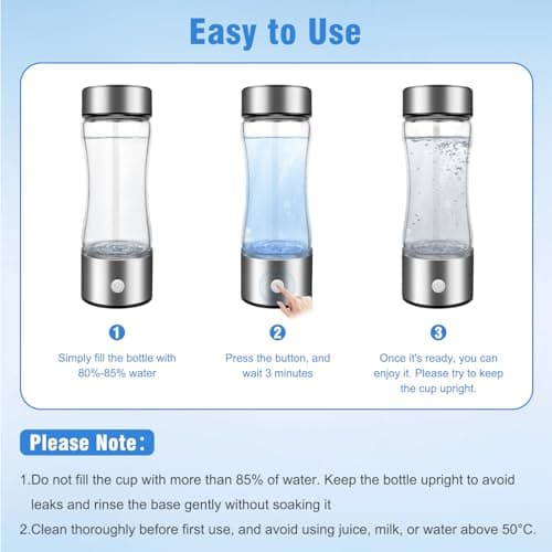 Hydrogen Water Bottle 420ML, 3-Min Hydrogen Water Generator with USB Rechargeable Battery, SPE Tech Electrolysis, Portable Hydro Bottle for Home Office Gym Travel — view 6