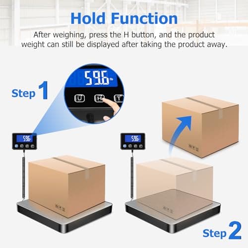 Postal Scales, 200kg/10g High Precision LCD Display Parcel Scales, Parcel Weighing Scales with Hold and Tare Function for Luggage, Package, Warehouse, 2 AAA Batteries and Charging Cable Included — view 4