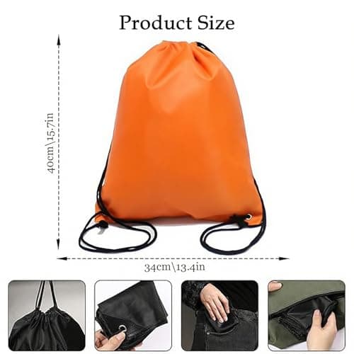 Senshuomy Drawstring Bags Swimming Sports Back Pack Drawstring Gym Bag for Mens & Womens - Ideal for School Travel, Picnic, Holidays, Shopping, Yoga （2pcs (Orange) — view 2