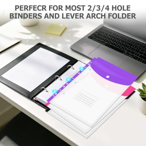 Plastic Wallets A4 Punched Pockets, 12 Pcs Expandable Folders Vertical — view 5