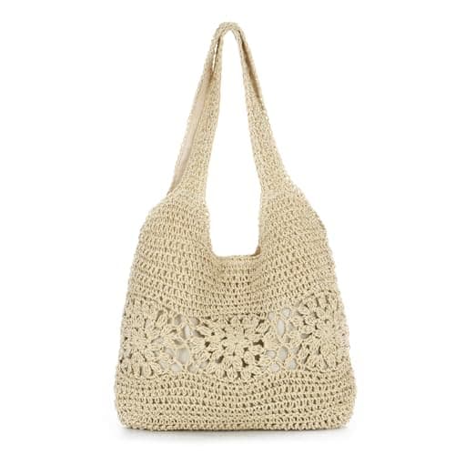 Freiesoldaten Straw Tote Bag for Women Large Summer Beach Woven Shoulder Bag for Travel Vacation