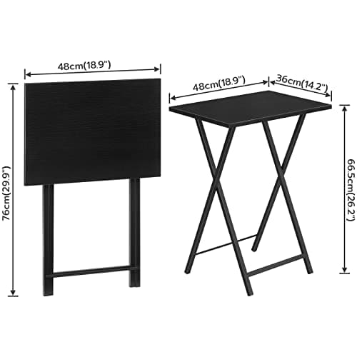 HOOBRO Folding Tables 2 Set, TV Tables for Eating Foldable, TV Tray Table, Small Sofa Laptop Dinner Table for Small Space, Metal Frame, Black EUBK25BZ01 — view 3