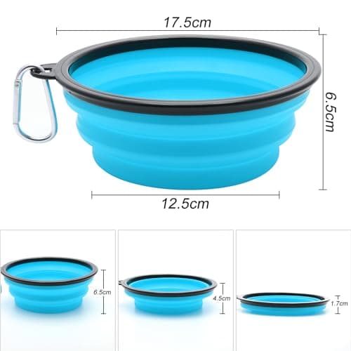 2 Pack Large Collapsible Dog Bowl, 1000ml/35oz Foldable Dog Travel Bowls, Portable Dogs Water Food Bowl with Carabiner, Pet Cat Feeding Cup Dish for Traveling, Walking, Hiking — view 2