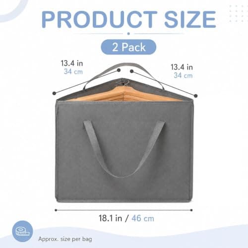 2 Pcs Hanger Storage Set, Triangular Hanger Storage Bag, Foldable Large-Capacity Clothing Storages Box, Moisture-Proof with Handles, Suitable for Wardrobes, Balconies, and Bathrooms (Gray) — view 2