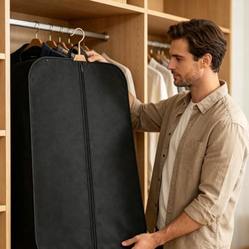 2 Pack Suit Bags, Suit Carriers for Men with Handles, 60x100CM, Black — view 6