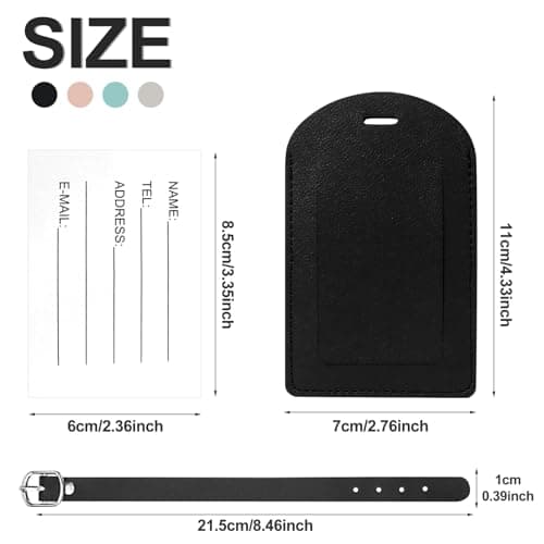 Redamancy Luggage Tags, Leather Suitcase Tags, Luggage Tags for Suitcases with Adjustable Strap Privacy Protection Cover for Preventing Loss of Bags and Suitcases — view 2