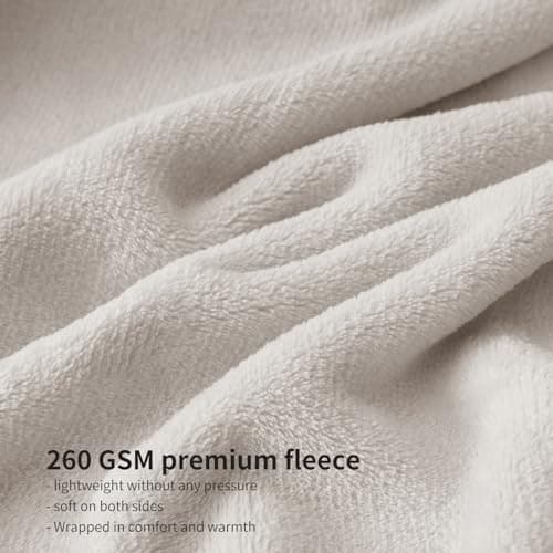 Aisbo Beige Throws Blanket for Sofas - Single Fluffy Blanket Bed Throw Fleece, Warm Soft Flannel Blanket for Couch, 130x150cm — view 5