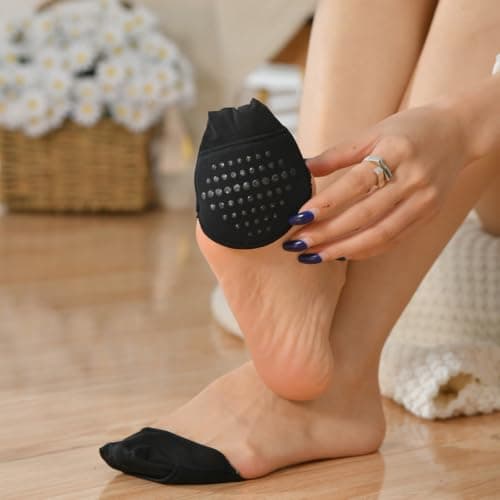 Livzikaroa 4 Pairs Toe Protectors for Shoes Half Sock Toe Covers Forefoot Cushion Socks in 2 Colours for Heels Flats Slip Ons and Everyday Footwear — view 5