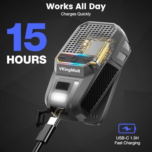 VkingMoR Wearable Bluetooth Speaker, Clip-On Portable Speaker with Built-in Mics Hands-Free Music and Calls for Hiking/Biking, Small Speakerr with LED Light, 15H Battery Life Speakerr(Grey)-New — view 2