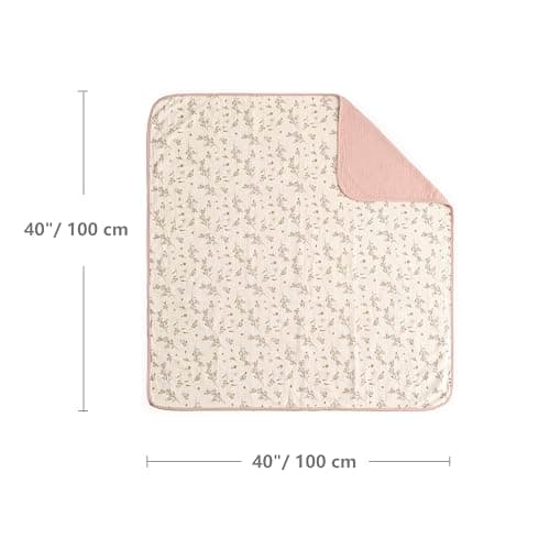 CREVENT 100% Organic Cotton Muslin Baby Blanket for Newborns, Essential for Baby Shower Birthday Gift - Flower 100X100cm — view 5