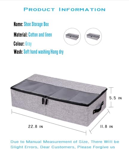 AARAINBOW Under Bed Shoe Storage Box 2 Pack, Fabric Organiser with Lid — view 5