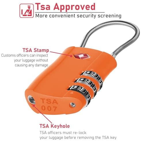 NAGE TSA Approved Luggage Locks 3-Digit (Orange, 2P) — view 2