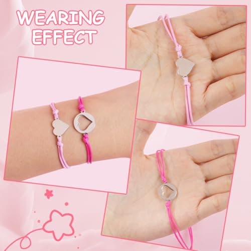 AUAUY 2PCS Back to School Bracelet, Heart Friendship Bracelets for Girls — view 3