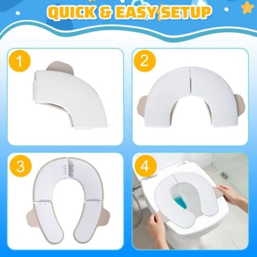 Hmeuest Foldable Travel Potty Seat for Toddlers & Kids, Portable Toilet Training Seat with Non-Slip Pads & Storage Bag, Safe & Hygienic Baby Potty Trainer for Home, Public Toilets, Travel, Hotels — view 5