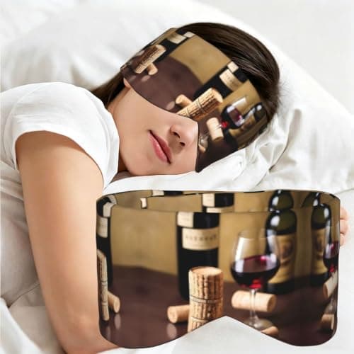 Wine Cork Print Travel Eye Mask Full Wrap Adjustable Darkness Sleep Headband