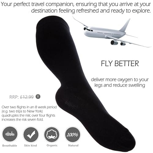 Kensington Cotton Flight Socks 18–21mmHg Compression for Men & Women 6-8 — view 6