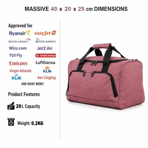 Ryanair Cabin Bag 40x25x20, Pink, 20L — view 3