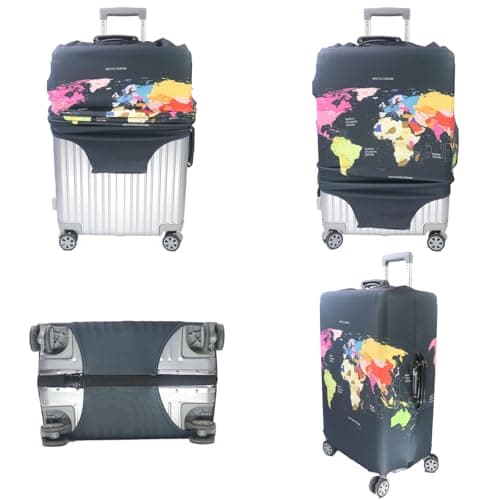 Tripnuo Elastic Thicker Luggage Cover for Trunk Case Apply to 18''-32'' Suitcase,Suitcase Protective Cover Travel Accessories (Black Map, L) — view 6