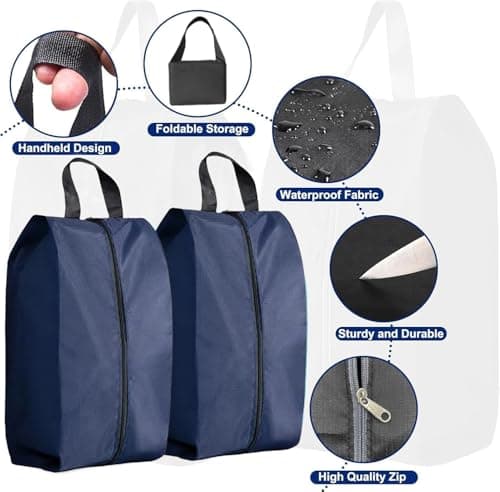 CJWLKJ 6Pcs Multi-Size Travel Shoe Bags Portable Travel Gifts Shoe Organizer with Zipper Closure, Waterproof Nylon Shoe Storage Organizer with Handle Travel Bags for Men and Women, Navy Blue — view 4