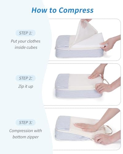 Narwey 6 Set Compression Packing Cubes for Suitcases, Travel Storage Bags — view 4