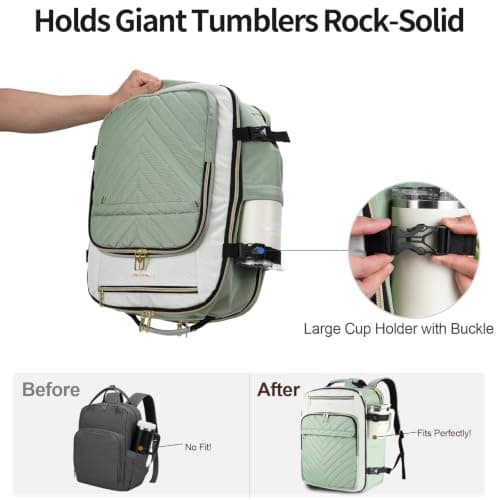 VANKEAN 40L Laptop Backpack Women Large Capacity College Travel GREEN — view 4