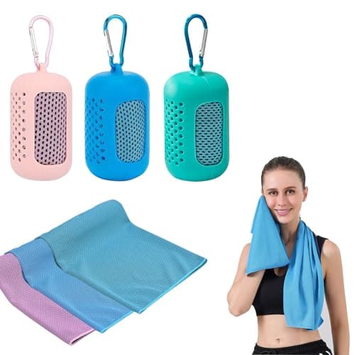 Gym Towels, 3 Pack Cooling Towel Soft Microfiber with Portable Silicone Sleeves, Breathable Instant Towels, Microfiber Soft Quick Dry Gym Towel for Sport Camping Swim Fitness(30 x 90cm, 3 Colors)