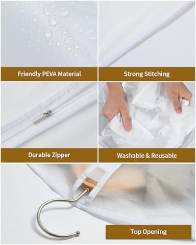 OTraki 3 Pcs Clothes Covers, Garment Bags PEVA Dustproof 60 x 180cm(24"x71"), Moth Proof Zip Suit Protector Bag Translucent, Waterproof, Hanging Dress Bag Long Clothes Storage Cover for Costumes Suits — view 4
