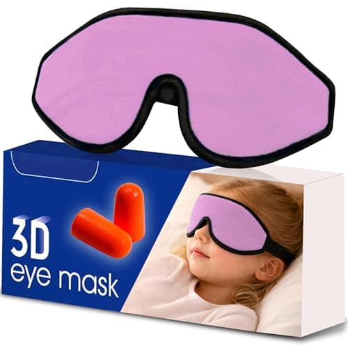 3D Sleep Mask for Kids, Light Block Sleeping Blindfold Memory Foam Contoured Eye Mask for Sleep, Adjustable Strap Eye Cover and Travel Sleep Mask for Boys Girls Pink